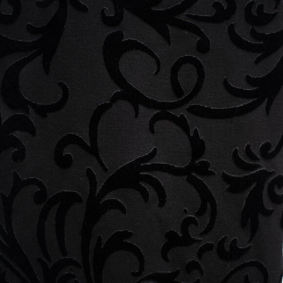 Chico’s Velvet Ankle Pants Womens 10 Black Burnout Pull On Stretch Gothic Party - Picture 6 of 9